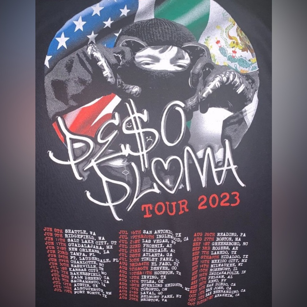 Preowned Peso Pluma 2023 Tour T-shirt Unisex Small Size . - Picture 9 of 16